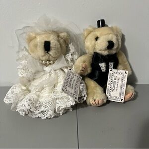 3/25$(Mix) Wedding Bear Couple Plush Set Vintage
